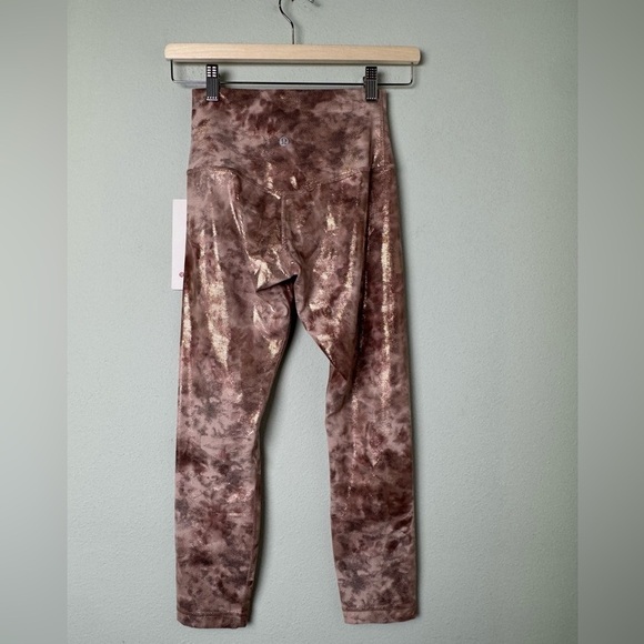 NWT Lululemon Align High-Rise Crop 23" Shine Diamond Dye Cacao Diffuse Dot Foil - Picture 9 of 15